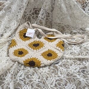 Handcrafted Beige and Brown Crochet Shoulder Bag